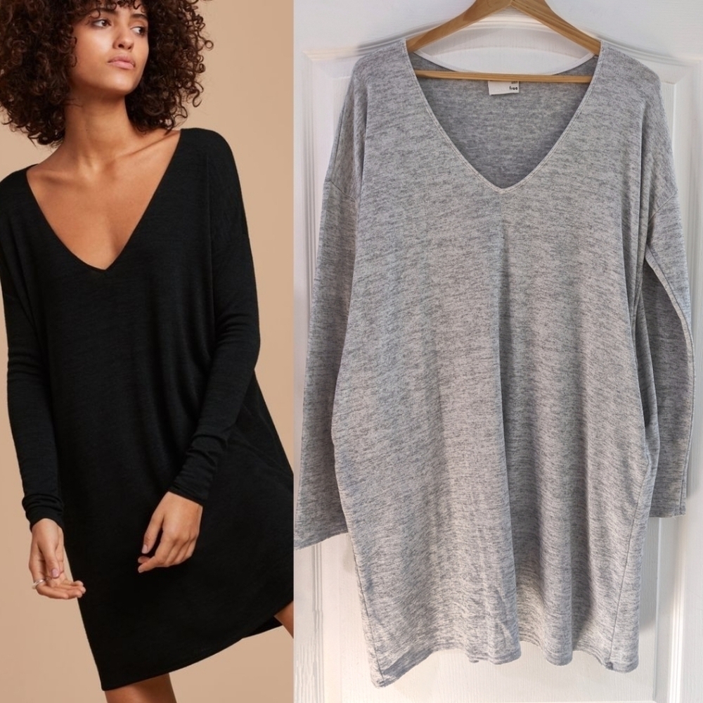 Aritzia Wilfred Free | Gail long sleeve reposa dress in light heather grey
